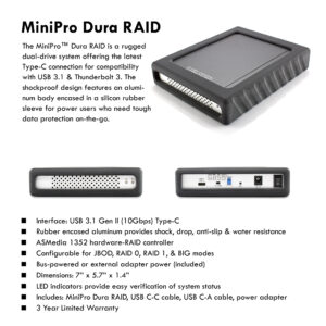 Oyen Digital 8TB MiniPro Dura RAID USB-C Portable Rugged Hard